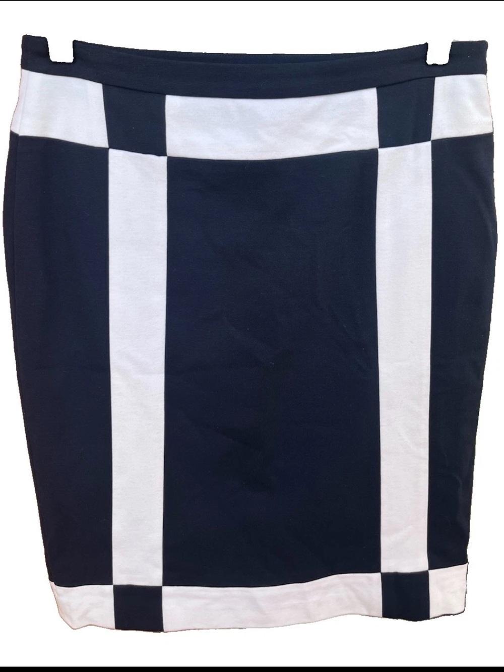 Doncaster Black/White Colorblock Quiet Luxury Stretch Pencil Skirt Size 2
